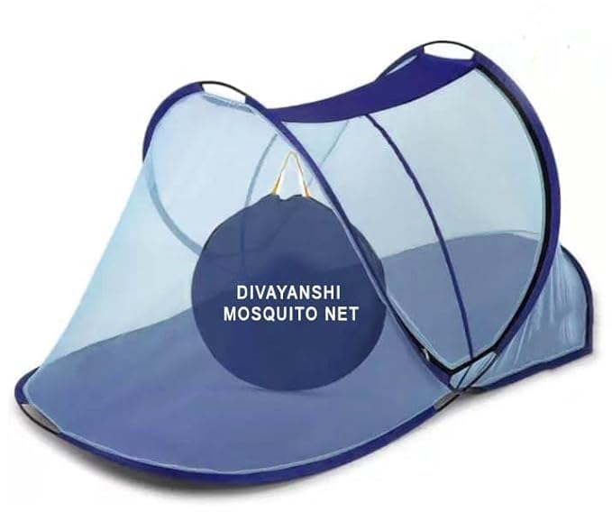DIVAYANSHI Mosquito Net for Single Bed | Foldable Machardani | Polyester Strong 30GSM mesh | PVC Coated Corrosion Resistant Steel Wire - Multicolor
