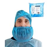 100 Stück Einweg Bartschoner OneProtek blau – für Lebensmittel, Gastronomie und Medizin, atmungsaktiver Schutz, hygienisch und elastisch am Kopf, bequem, Einheitsgröße