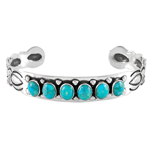 Turquoise Bracelet Sterling Silver 925 Genuine Gemstones Gemstones Cuff Bracelet3