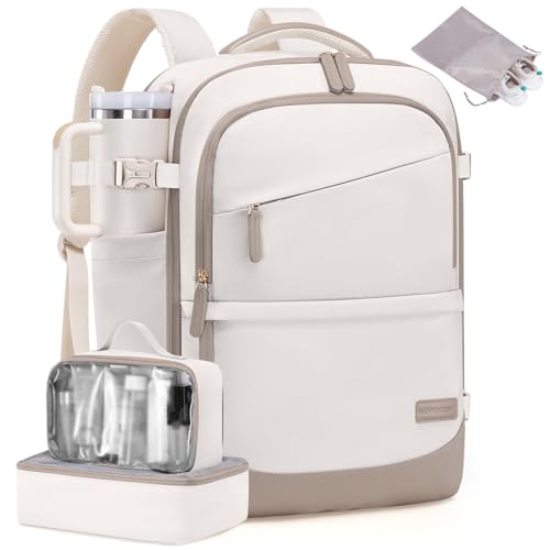 LOVEVOOK Travel Backpack for Women & Men, 40L Carry on Backpack Airline Approved, Large TSA Personal Item Travel Bag fits 17.3″ Laptop, Business Weekender Bag for Essentials, 4Pcs