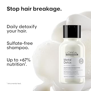 L'Oréal Professionnel Metal Detox Sulfate-Free Shampoo for Color Treated Hair, Damaged Hair & Breakage, Anti-Metal, Serie Expert, Cleansing, Smoothing, Strengthening, Rich & Creamy Texture, 100ml