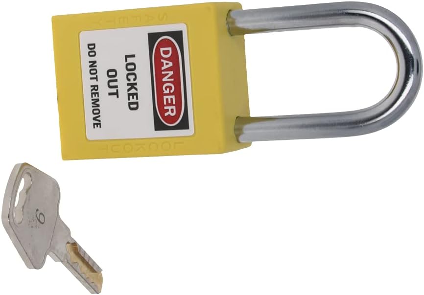 Yinpecly Nylon Lockout Tagout Locks with Hasps, Loto Tags and Safety Padlocks 37x45mm/1.46x1.77 inch（WxH Keyed Alike Loto for Lock Out Tag Out Yellow 3Pcs