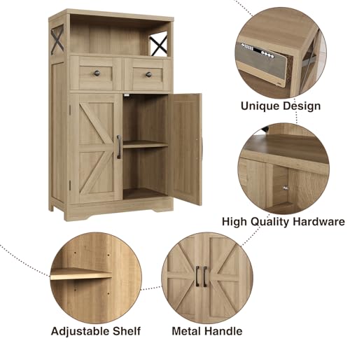 Befrases Natural Style Storage Cabinet With Drawers And Shelves thumb #6