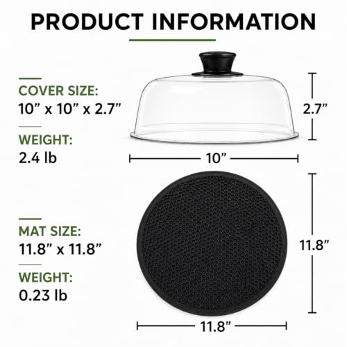 Image of 2 in 1 EZMO 10-Inch Glass Microwave Splatter Cover for Food with Silicone Mat