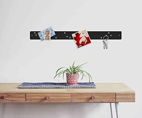 Three By Three Seattle 28 X 2.5 Inch Metal Strip Frameless Magnetic Bulletin Board With 12 Magnets For Memos, Photos, Lists, And More In Office, Home, Or School Décor (Black) #TOP3