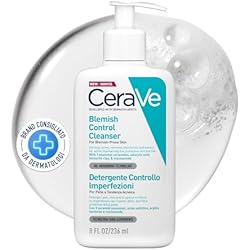 CeraVe Blemish Control Cleanser, 2% Salicylic Acid Face Wash with Niacinamide & 3 Essential Ceramides, Exfoliates & Clears Clogged Pores for Blemish-Prone Skin, Developed with Dermatologists, 236ml