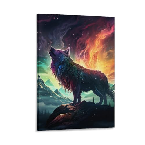 Impression sur toile loup décoration de la maison design épuré