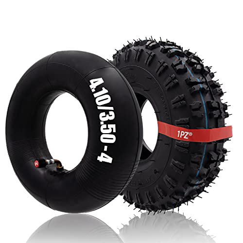 1PZ F3T-35I Complet Pneu 4.10/3.50-4 avec Chambre à Air - Pour Chariot, Diable, Brouette, Tondeuse, Remorque de Jardin et Petit Véhicule (4 Pouces)