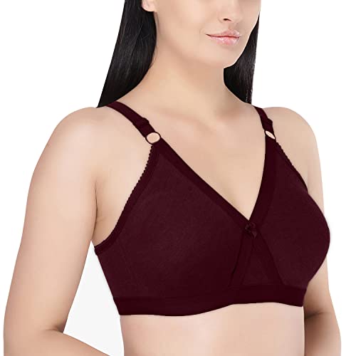 Image of Women's Poly Cotton Non-Padded Wire Free Full Coverage Bra