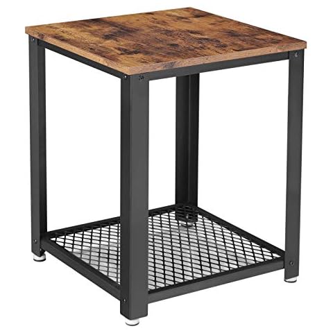 VASAGLE Industrial Side Table with Metal Frame Cover