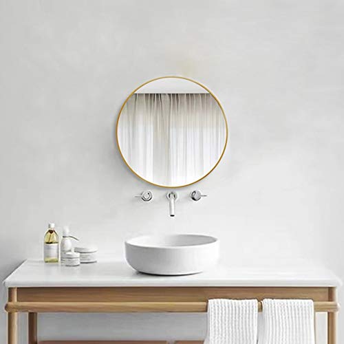 Fanyushow Round Mirror, Wall Mounted Circle Mirror With Brushed Metal Frame, Circular Mirror For For Bathroom, Living Room, Vanity, Bedroom, Entryway,15.7Inch, Gold #TOP6