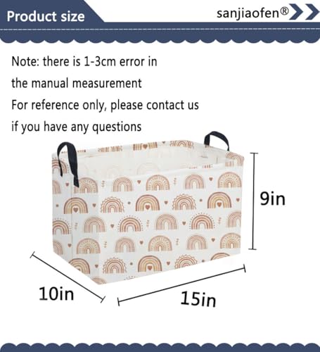 Image of Sanjiaofeng Rectangular Boho Basket Rainbows Storage Bins,Girls Storage Basket with Handles.Clothers,Books,Kid's Gifts Bins. (Rainbows)