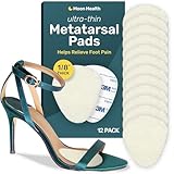Ultra Thin Metatarsal Pads Women and Men, Foot Pads, Ball of Foot Cushions for Women, Metatarsal Foot Pads for Women, Mens Foot Pads for Balls of Feet | 12 Pack, 6 Pairs, 1/8' Thick