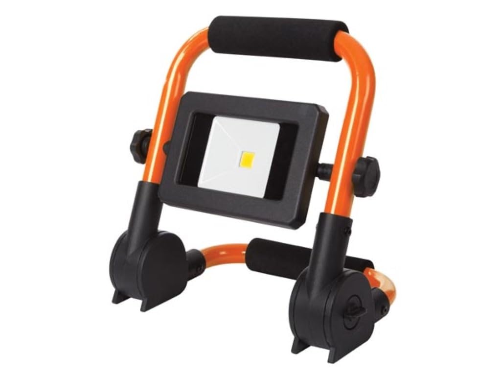 Perel Przenośna lampa robocza LED 10 W 1000 lumen 4000 K neutralna biel IP64 z regulowanym uchwytem i miękką rękojeścią do użytku wewnątrz i na zewnątrz