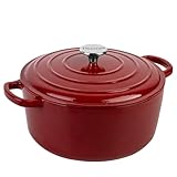 Enameled Cast Iron Dutch Oven Pot with Lid, 5.7 Quart Dutch Oven for Bread Baking, Oven Safe up to 500° F, Suitable for Bread Baking, Braising, Roasting, Stews, Red