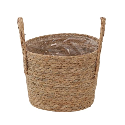 Cesta para Plantas de Todos los Tipos | Macetero de Mimbre con Asa para Almacenamiento | Cestas Para Plantas De Interior,Para Jardín Patio Balcón Exterior y Hogar