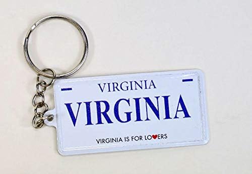 World By Shotglass Virginia License Plate Aluminum Ultra-Slim Rectangular Souvenir Keychain 2.5" X 1.25"x 0.06" image 2