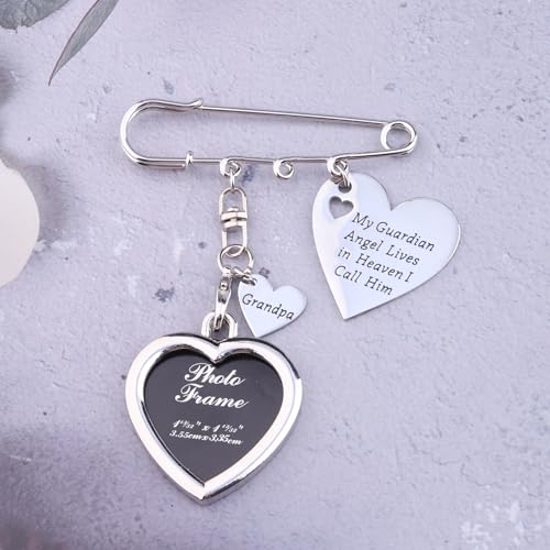 Image of LQRI Wedding Memorial Gift Wedding Boutonniere Bouquet Charm Pin Guardian Angel Grandma Walk Down The Aisle Bridal Charm in Memory of Grandma (grandpa)