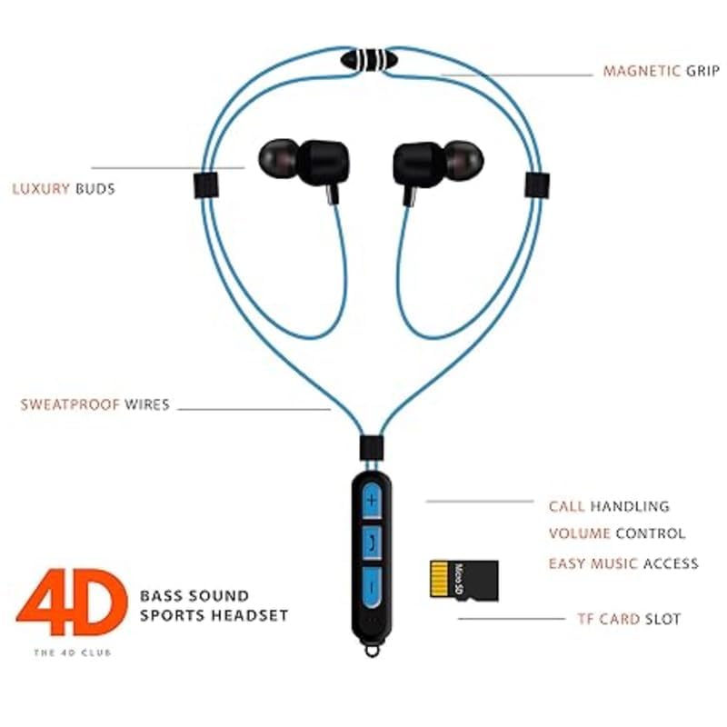 Image of Drumstone 𝟏𝟓 𝐘𝐞𝐚𝐫𝐬 𝐆𝐮𝐚𝐫𝐚𝐧𝐭𝐞𝐞 4D Bass Magnetic Neckband Wireless Bluetooth Earphones - Stereo Sound, Hands-Free Mic, TF Card Slot - Noise Cancelling, Sweatproof - Ideal Gift