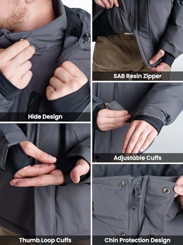 Image of Men's Winter Coats,Water Resistant Warm Insulated Hooded Parka Jacket with Fleece Lined