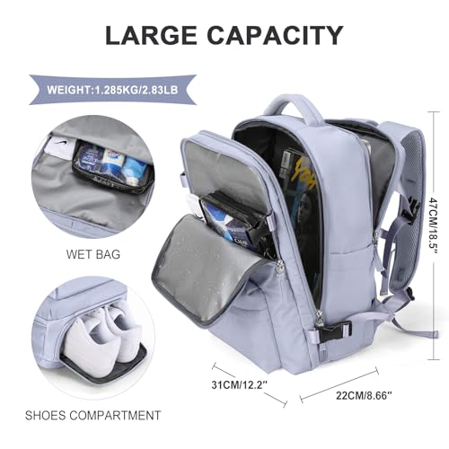 Mochila de viagem grande feminina, mochila de transporte, mochila de caminhada impermeável esportiva