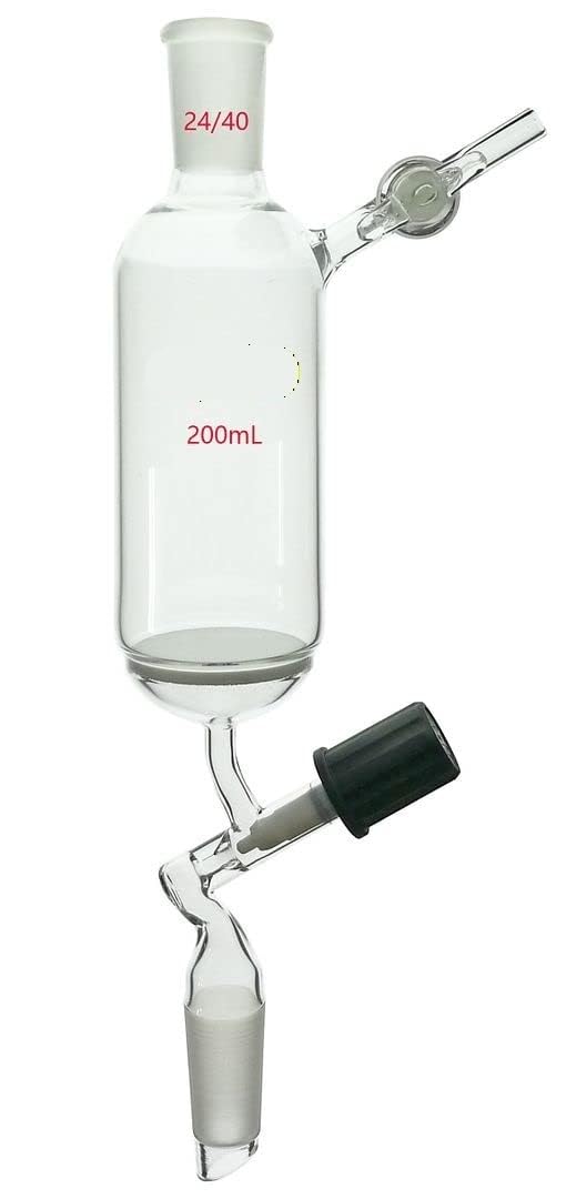 Embudo de filtro sin aire con juntas de vidrio esmerilado 24/40, llave de paso de 2 mm, material de laboratorio de vidrio de borosilicato