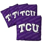 YouTheFan Officially-Licensed NCAA TCU Horned Frogs Set of 4 Cornhole Bags - All Weather Regulation 6” x 6” Size - 16oz Weight - Designed in USA