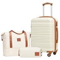 3-Piece Luggage Set for Journey : Experience seamless travel with COOLIFE's versatile 3-piece luggage set - a 20” carry-on suitcase (56x22.5x38 cm), a expandable travel duffel, and a practical toiletry bag. This coordinated suitcase set eliminates pa...