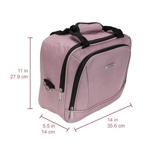 Image of Rockland London Hardside Spinner Wheel Luggage Set, Pink, Carry-On 20-Inch and Tote 14-Inch (F1902-PINK)