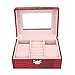 OUKENS Boîte à Bijoux, boîte de Montre Portable en Cuir PU Grande capacité boîte de Rangement de Bijoux boîte à Bijoux de Voyage pour bagues Boucles d'oreilles Montre(Vin Rouge)