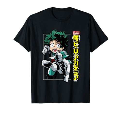 My Hero Academia Deku Action Pose with Kanji Anime T-Shirt