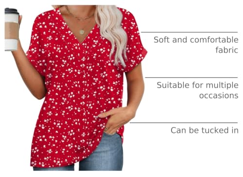 Image of WIHOLL Womens Summer Tops Short Dolman Sleeve Shirts 2026 Fashion V Neck Outfits Clothes