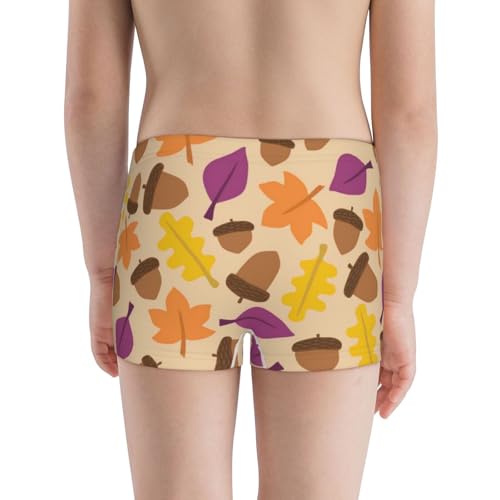 Boys' Cotton Boxer Brief Soft Underwear-Acorn Autumn Fall Leaf Leaves3