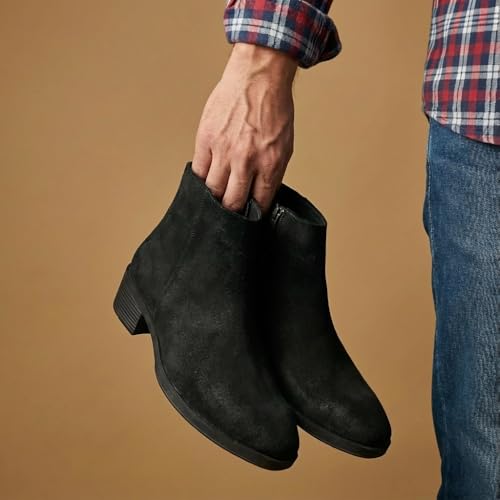 Image of Big Fox Men's Premium Suede Cuban Boots | Stylish Ankle-Length Casual Boots | Lightweight & Comfortable