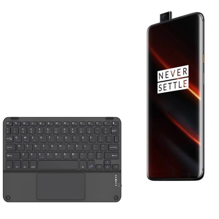 BoxWave Keyboard Compatible with OnePlus 7T Pro McLaren Edition - SlimKeys Bluetooth Keyboard with Trackpad, Portable Slim TouchPad - Jet Black