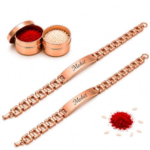Image of Unisex-Adult Customized Name Rakhi For Brother | Rudraksha Beads, Custom Name Engraving, Adjustable Fit