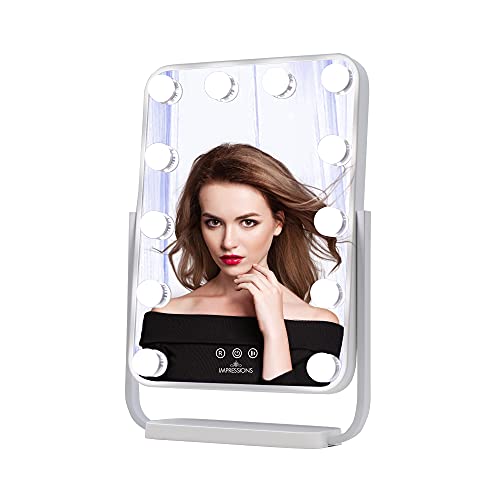 Impressions Vanity Contour Tri-Tone Led Makeup Mirror With Touch Sensor, 360 Degree Swivel Mirror With Adjustable Brightness And 7X Detachable Magnifying Glass (White) #TOP29