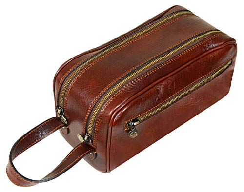 Walter Beauty Case Da Uomo In Pelle, Borsa Da Viaggio Per Rasatura E Trucco, Con Fodera Impermeabile E Tasche, Misura L, Colore Ossedio