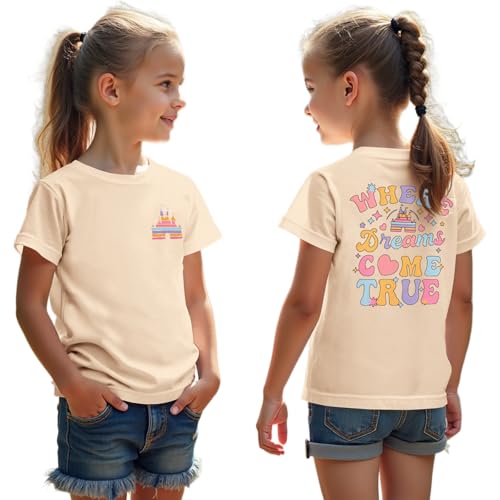 Image of CM C&M WODRO Magic Kingdom Shirt for Kid Castle Graphic T-Shirt Girls Holiday Fairy Tale Tee Summer Casual Short Sleeve Tops