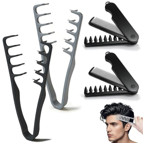 4 Pièces Peigne Texture Homme, Peigne Cheveux À Texture Pliable, Peigne cheveux bouclés,...
