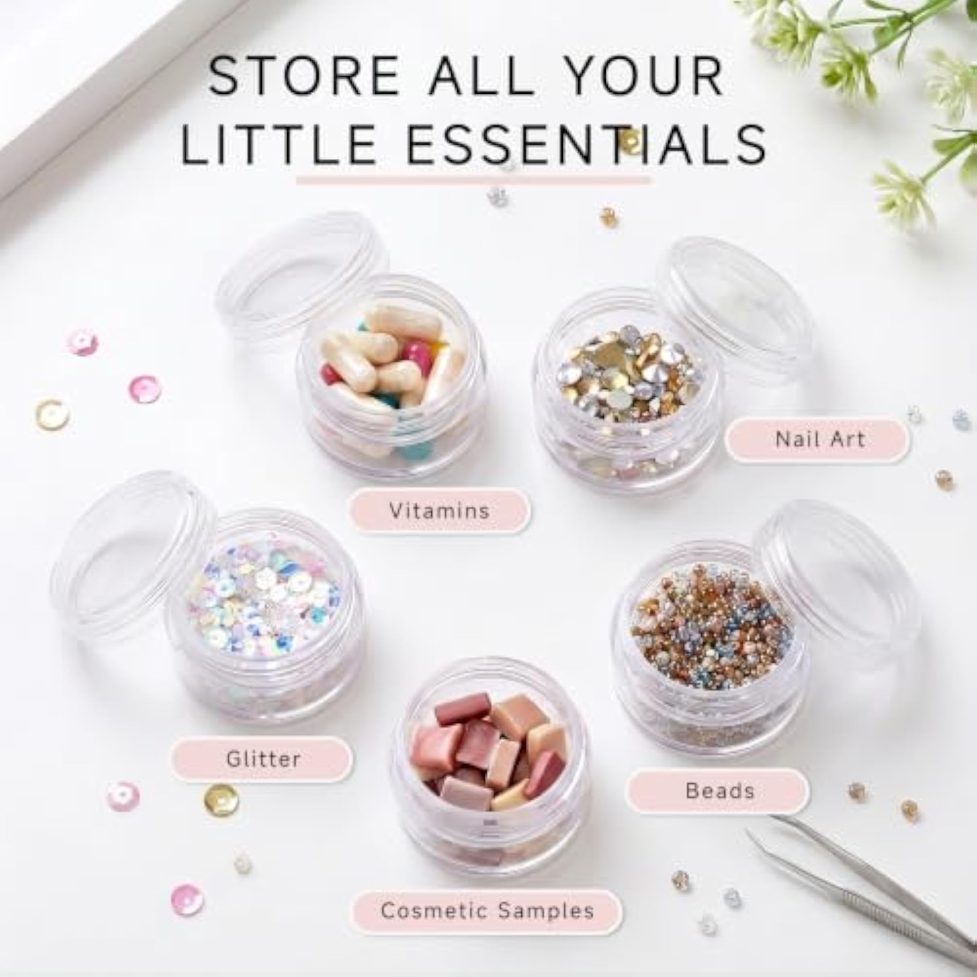 3G Clear Tiny Sample Containers, 50Pcs