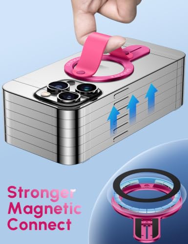 Image of GripMate for MagSafe Phone Grip for iPhone, Slim Magnetic Phone Ring Holder | Removable Phone Loop Grip, Comfortable Finger Holder kickstand for iPhone 17 Pro Max /16 /15 /14 /13 /12, Hot Pink
