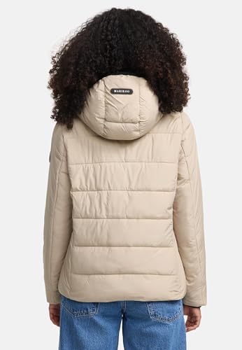 MARIKOO Basic Damen Steppjacke kurz mit Kapuze Radaa 16 Taupe Grey Gr. L