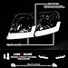 Autozensation Compatible with 1999-2004 Jeep Grand Cherokee, Left + Right Pair Headlamp Assembly, Smoke Headlights with Fiber Optic LED Strips