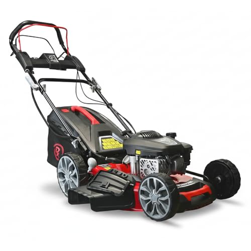 Image of RocwooD Petrol Lawnmower Electric Start Self Propelled 51cm 20" Cutting Width 173cc OHV Engine Mower Mulching Foldable Handles 60 Litre Grass Collector 2 Year Warranty Red