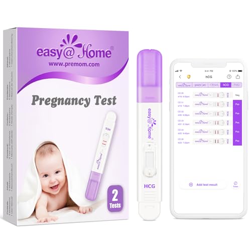 Easy@Home 2 Test de Embarazo Ultrasensible: Prueba Temprana de Alta Sensibilidad 10 mIU/mL - Predictor Rápido de Gravidez para la hCG Disponible con la App Premom