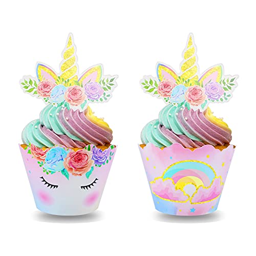 Unicorn Cupcake Wrappers,Golf 30Pcs Unicorn Cupcake Toppers And Wrappers Double Sided Toppers And Cup Cake Liners Decorations For Girl Birthday Party,Baby Shower #TOP20