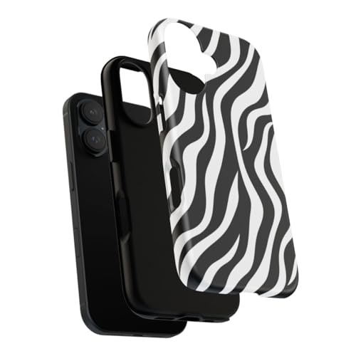 Coque rigide mate iPhone 16 zébré noir blanc antichoc - 3