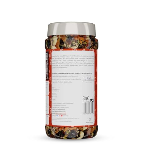 Image of Neuherbs Superfood Mix with Seeds, Nuts & Berries | Unroasted Pumpkin Seeds, Sunflower, Cashew Nuts, Almonds, Pistachios, Blueberries, Flax Seeds | Rich in Protein & Vitamin E - 200g