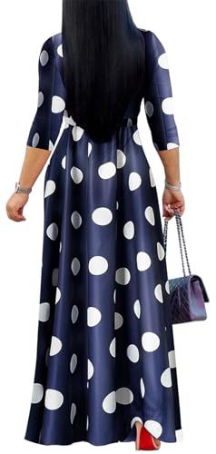 Image of Women's Floral Maxi Dress Summer Casual V-Neck 3 /4 Sleeve Long Bohemian Print Evening Party Dress